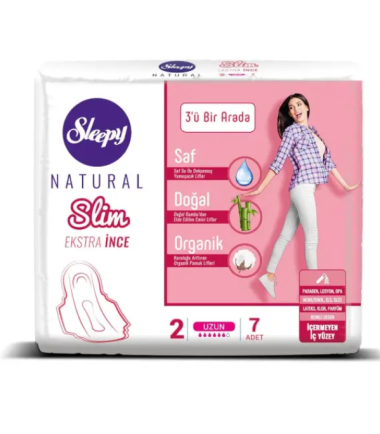 SLEEPY NATURAL Slim Lady Sanitary Napkin  hypoallergéniques "LONG" x 7