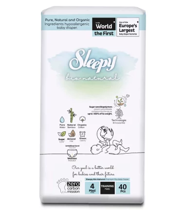 Sleepy BIO Natural Culottes Double Jumbo Maxi T4 - 7-14 kg,  Paquet de 48