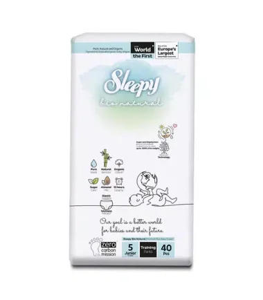 Sleepy BIO Natural Culottes Double Jumbo Junior T5 - 11-18 kg, Paquet de 40