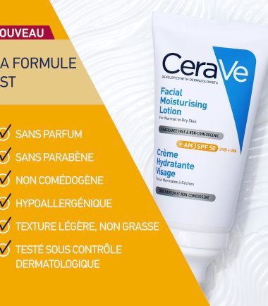 CeraVe crème hydratante visage SPF50 peaux normales à sèches | 52ml