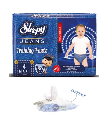 4 -SLEEPY Natural couches culottes JEANS d'apprentissage hypoallergénique Maxi, Paquet de 30