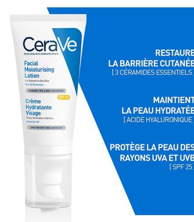 CeraVe Crème Hydratante Visage SPF25 Peau Normale à Sèche | 52ml