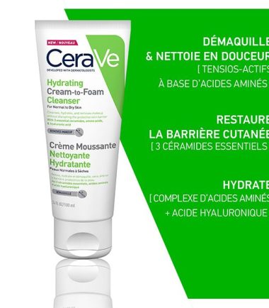 CeraVe Crème Moussante Nettoyante Hydratante Peau Normale à Sèche | 100ml