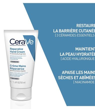 CeraVe Crème Réparatrice Mains Sèches et Abîmées | 50ml