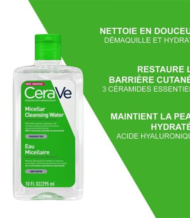 CeraVe Eau Micellaire Démaquillante Hydratante Peau Normale à Sèche | 295ml