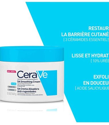 CeraVe SA Crème Anti-Rugosités Peau Sèche et Squameuse | 340g