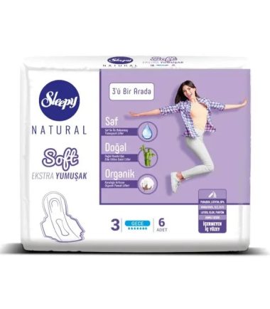 SLEEPY NATURAL Soft Lady Sanitary Napkin  hypoallergéniques "NUIT" x 6