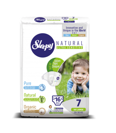 7 - SLEEPY Natural couches bébés au Bambo hypoallergéniques XXL++  T7, 20-30KG - Paquet de 16