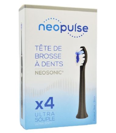NEOPULSE Recharge 4  têtes de brosse à dents électrique NEOSONIC noir Ultra-Souple