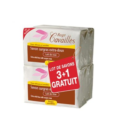 R.CAVAILLES SAVON PARFUME LAIT DE ROSE 3 x 250G+1