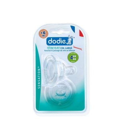 DODIE TETINE PLATE SENS+ ANTI COLIQUE D4 +6M LIQUIDE EPAIS X2