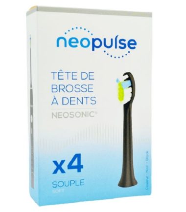 NEOPULSE Recharge 4 têtes de brosse à dents électrique NEOSONIC noir Souple