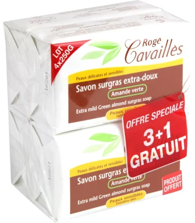 R.CAVAILLES SAVON PARFUME AMANDE VERTE 3 x 250G+1