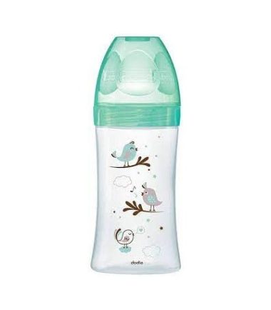 DODIE BIB INI+ VERRE 270ML VERT OISEAUX 0-6 M TET RONDE 3 VIT D2