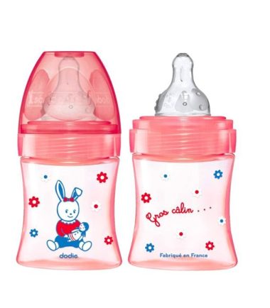 DODIE BIB INI+ 150ML ROSE POUPÉE  0-6 M TET RONDE 3 VIT D1