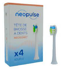 NEOPULSE Recharge 4 têtes de brosse à dents électrique  NEOSONIC blanc Ultra-Souple